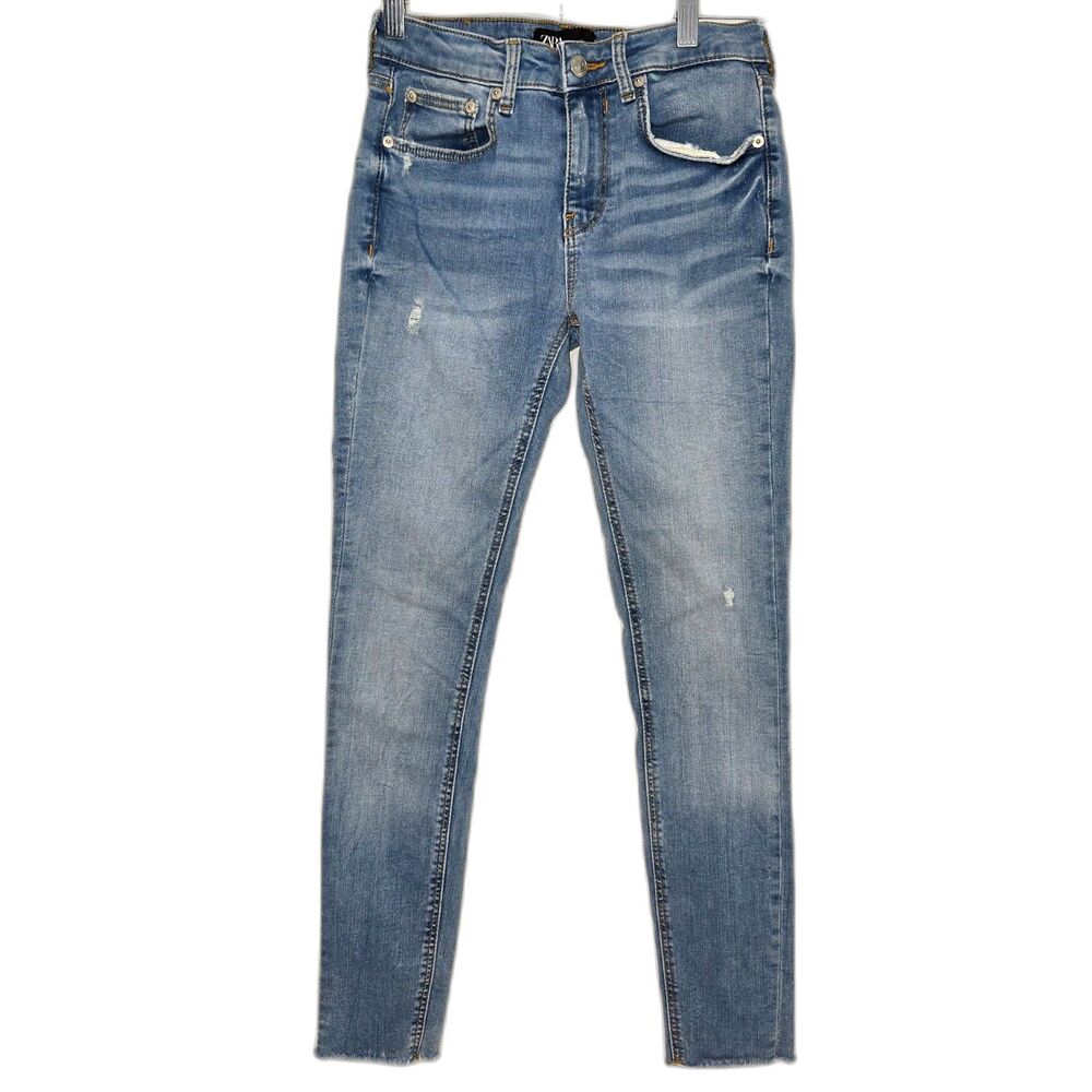 ZARA The Skinny In Sunrise Blue Jeans | Women's Size 26 / 4 | Light Wash Denim